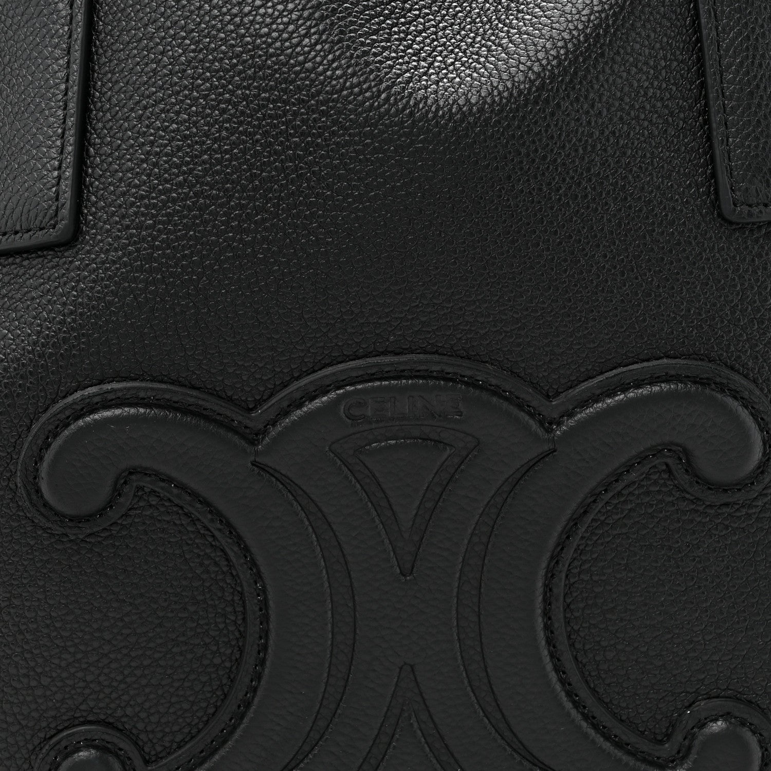 Celine Smooth Calfskin Cuir Triomphe Cabas Drawstring Black 7 of 13