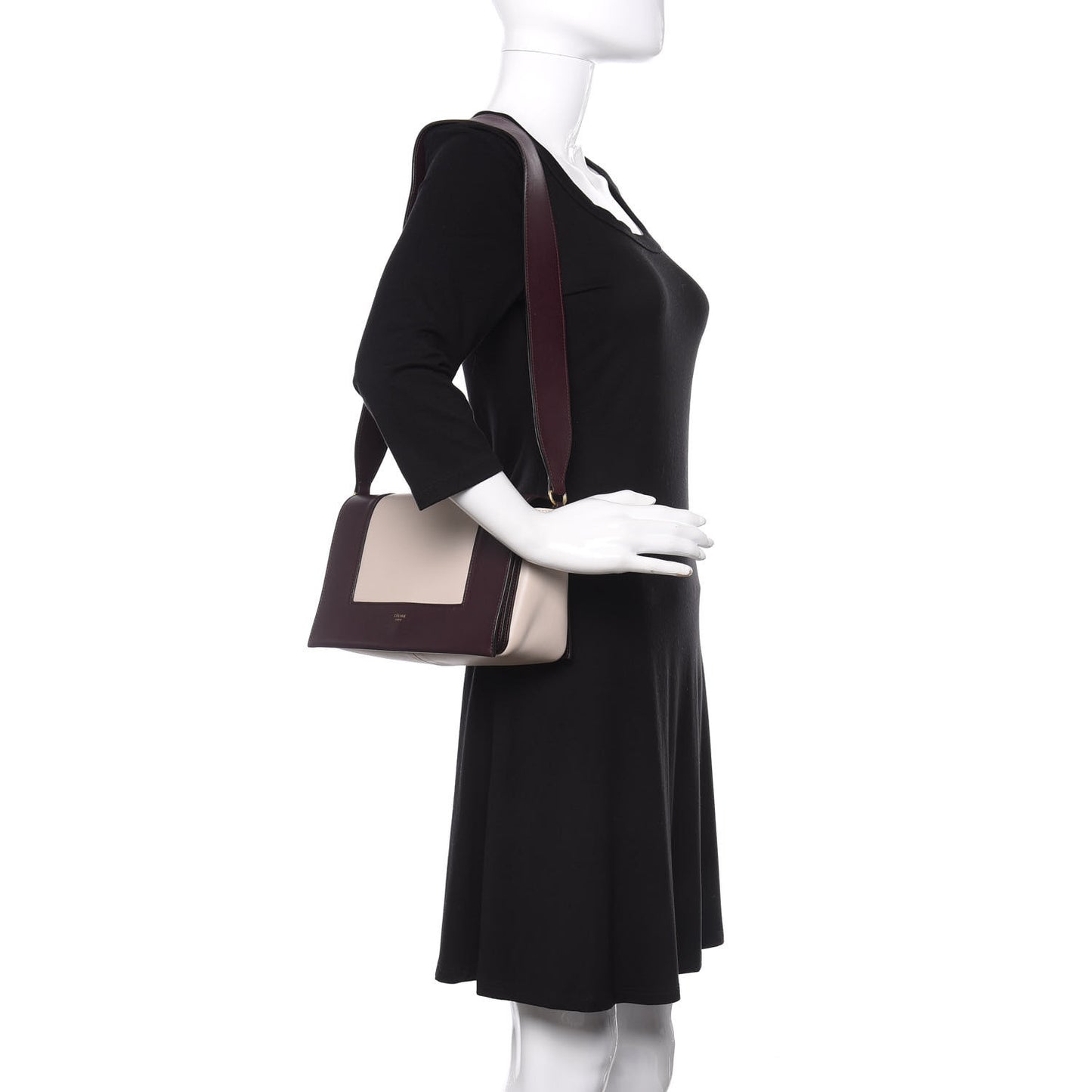 Shiny Smooth Calfskin Medium Frame Shoulder Bag Velvet Desert