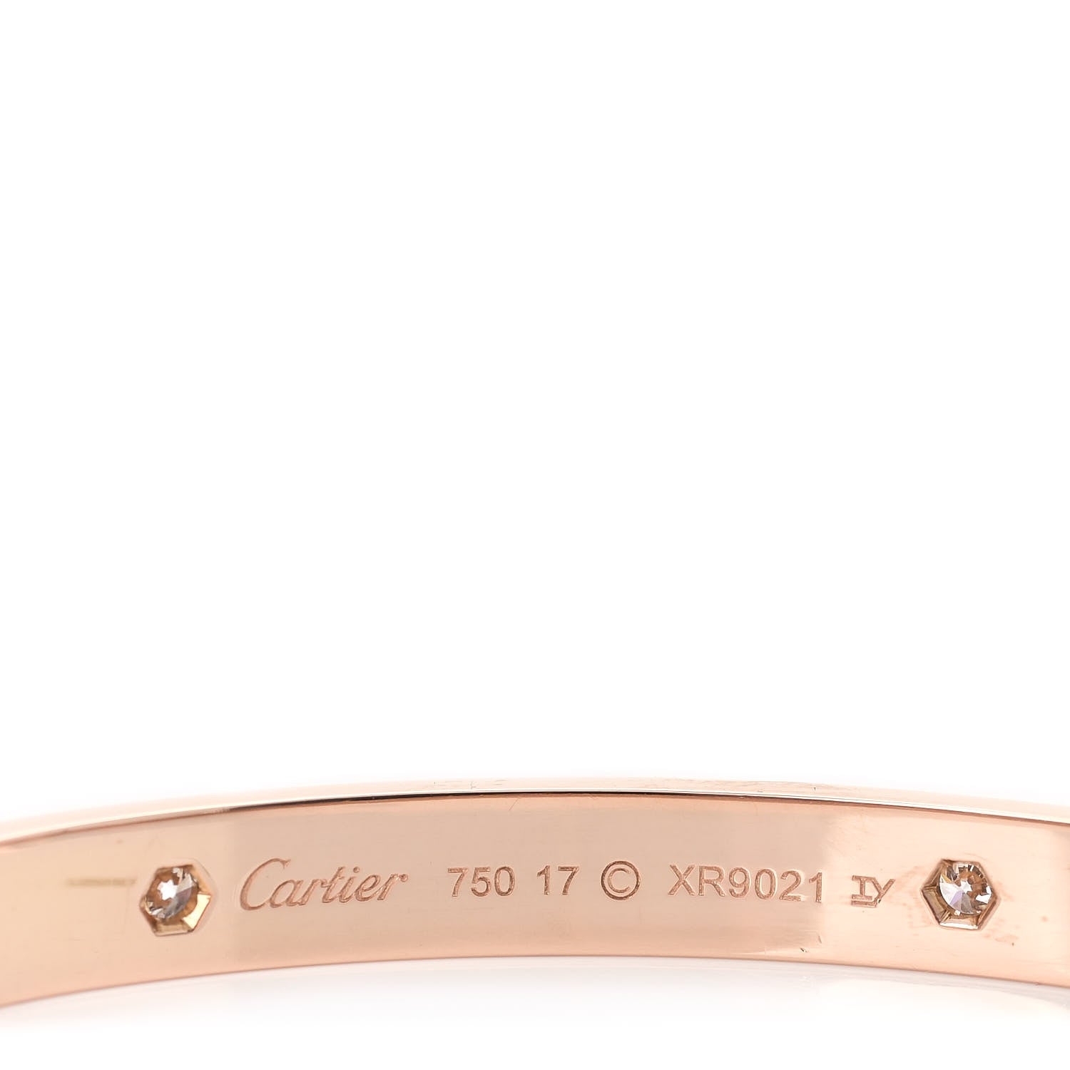 Cartier 18K Pink Gold 4 Diamond LOVE Bracelet 17 4 of 6