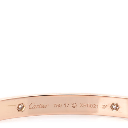 Cartier 18K Pink Gold 4 Diamond LOVE Bracelet 17 4 of 6