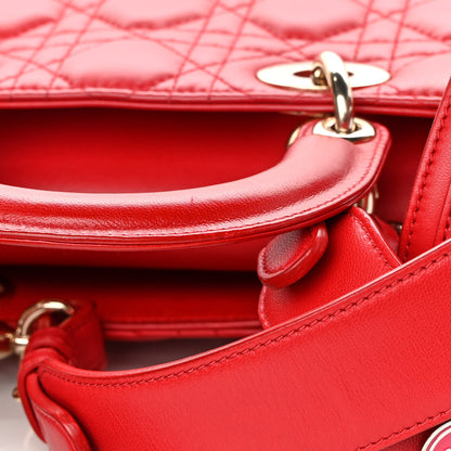 Christian Dior Lambskin Cannage Small Lucky Badges My Lady Dior Red 16 of 16