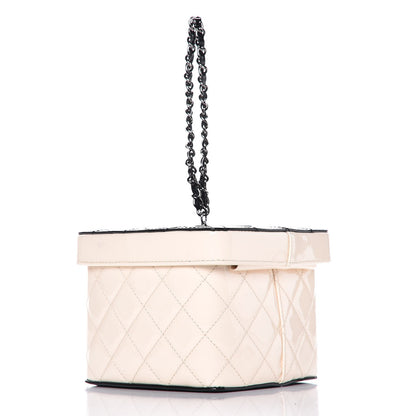 Chanel Patent Calfskin Minaudiere Vanity Case Light Beige Black 4 of 11