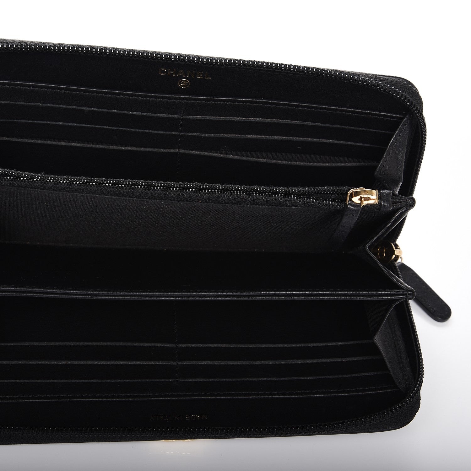 Chanel Calfskin Chevron Zip Around Boy Wallet Black 5 of 8