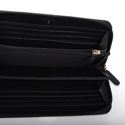 Chanel Calfskin Chevron Zip Around Boy Wallet Black 5 of 8