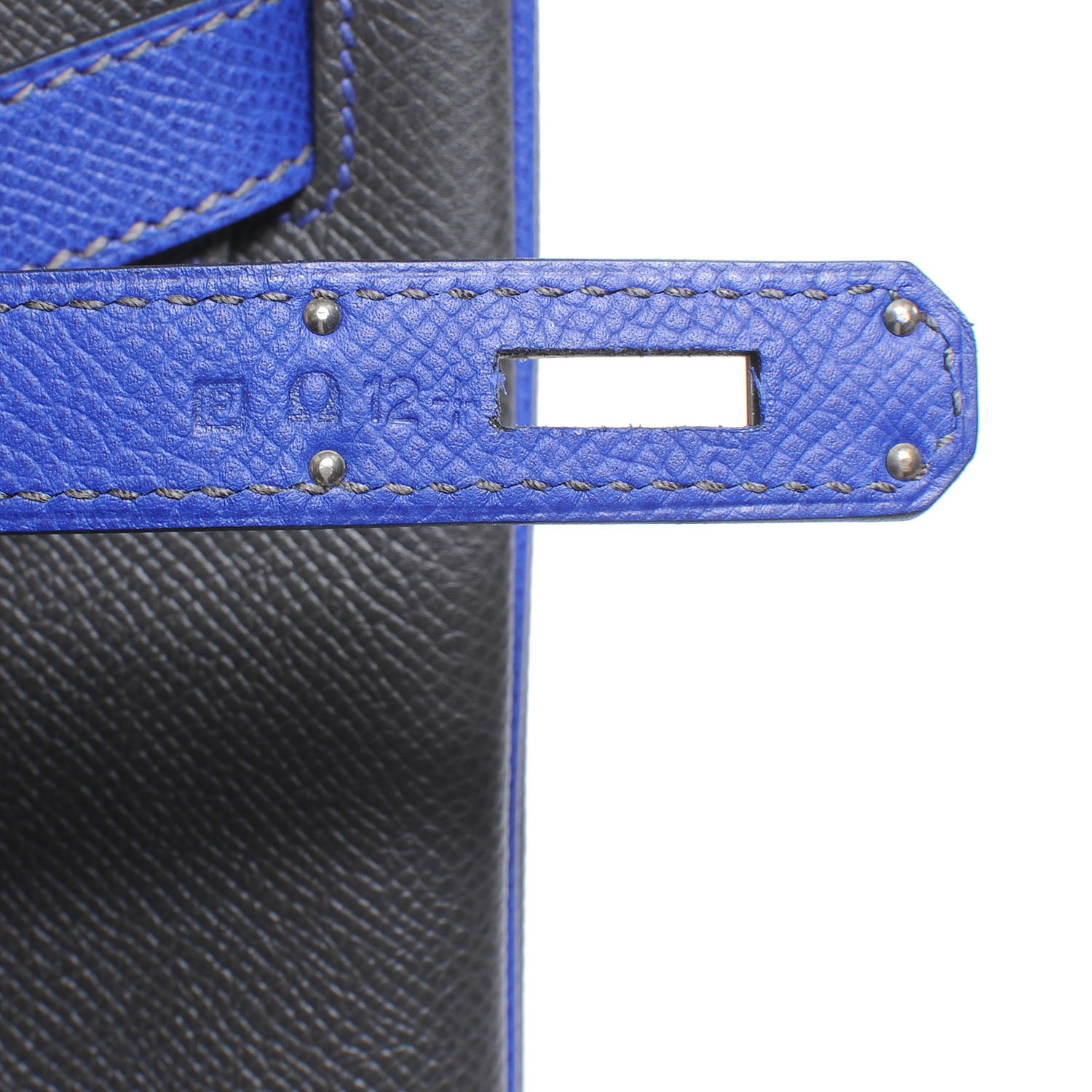 Hermes Epsom Special Order Horseshoe Bi-Color Birkin 40 Graphite and Bleu Electric 6 of 10