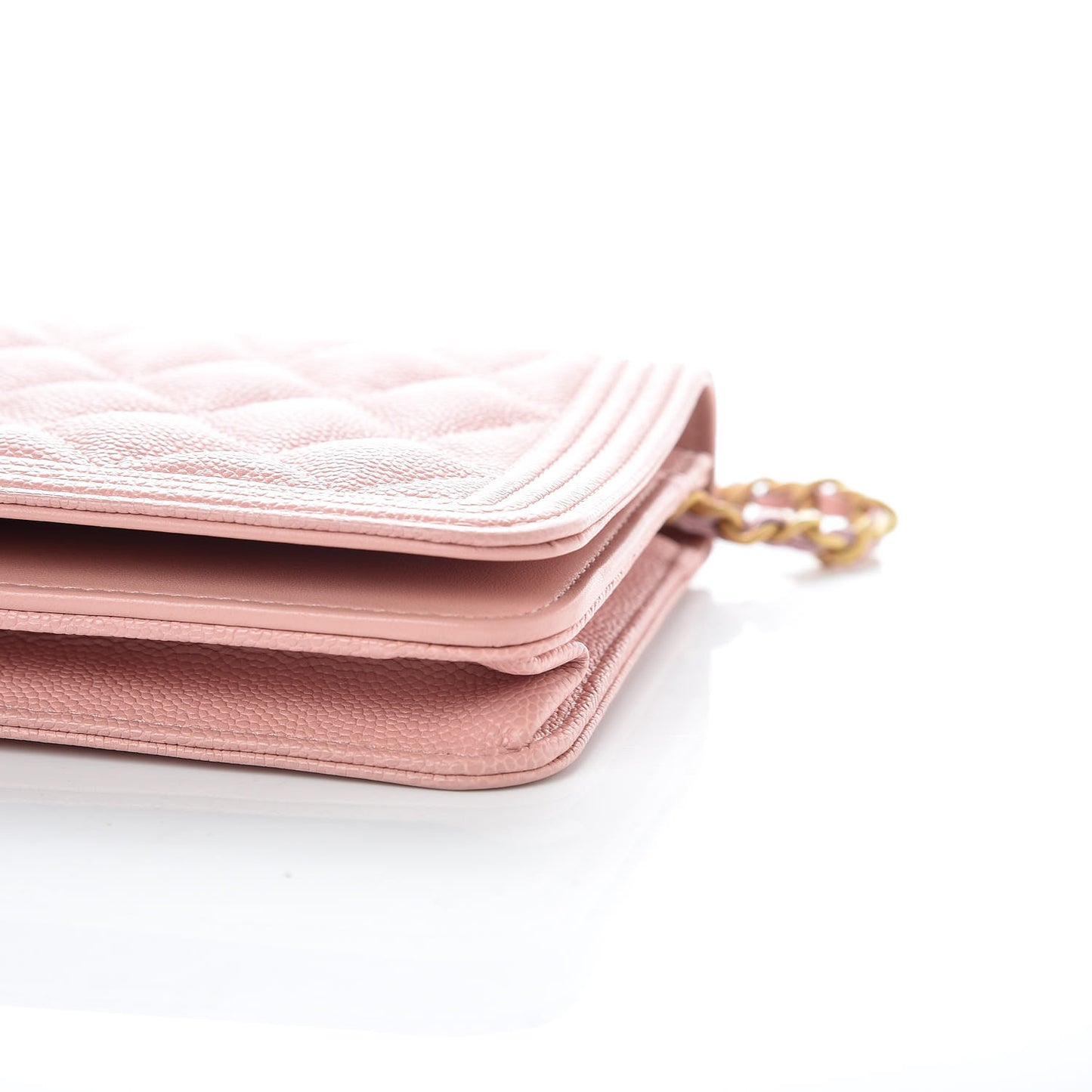 Caviar Quilted Boy Wallet On Chain WOC Light Pink