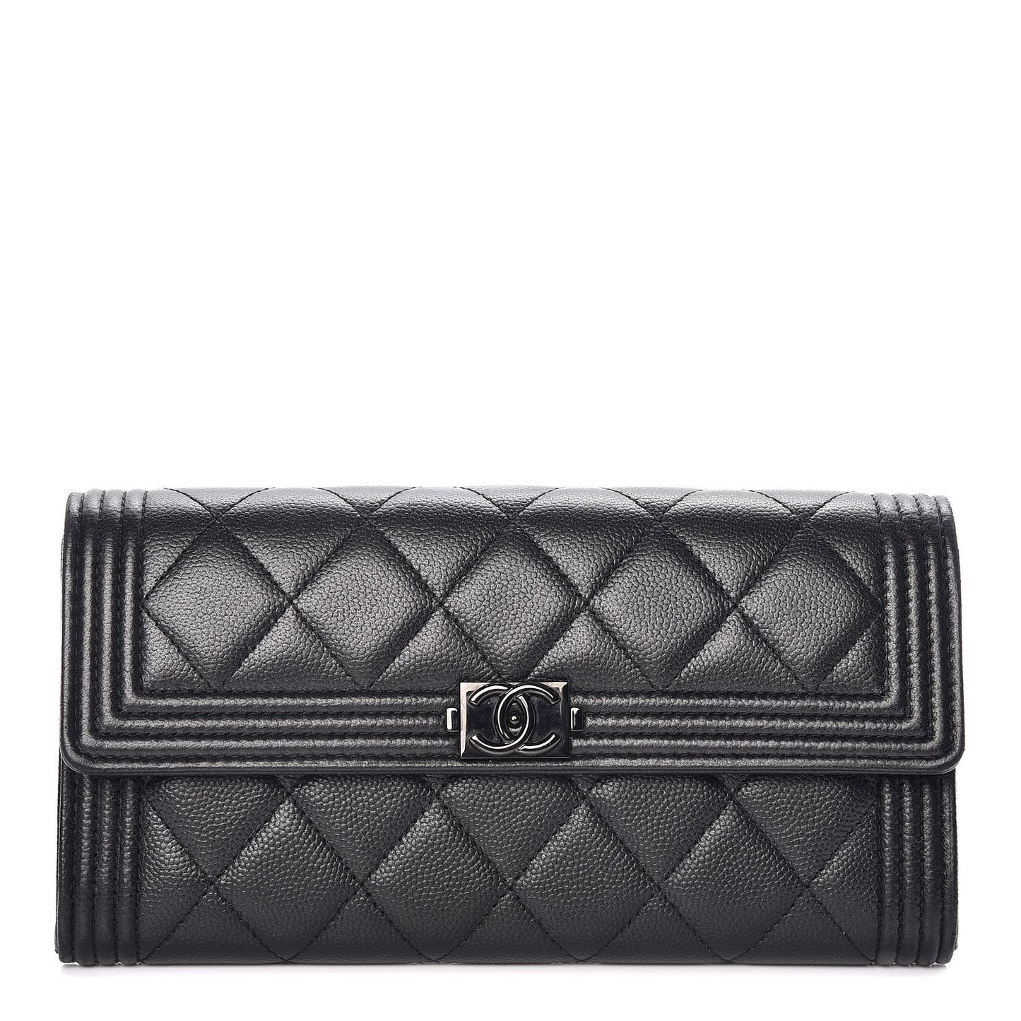 Caviar Quilted Boy Flap Wallet So Black
