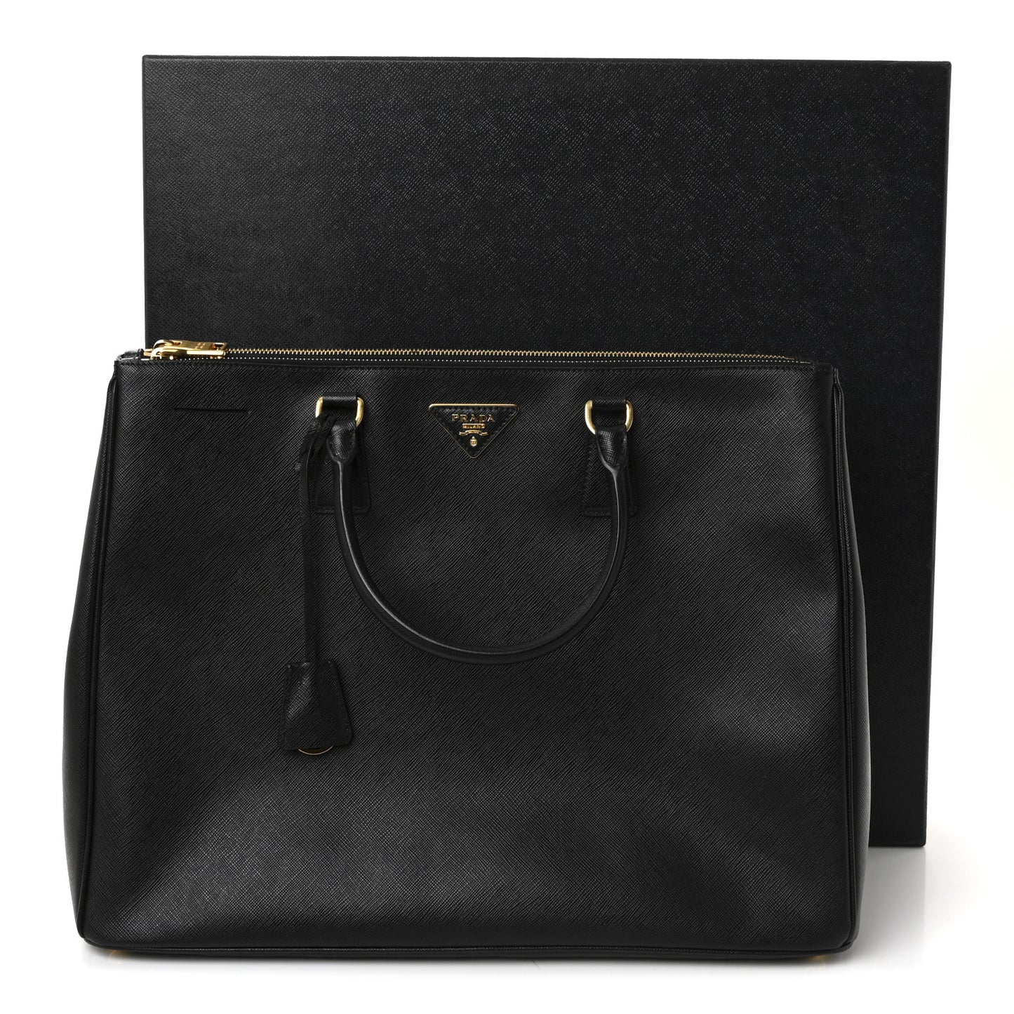 Saffiano Lux Extra Large Galleria Double Zip Tote Black