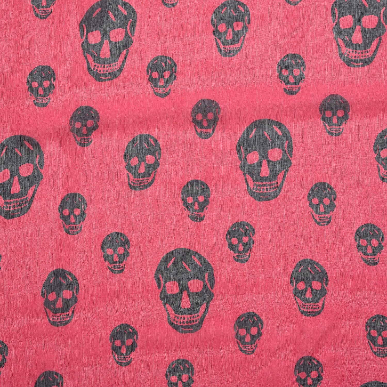 Alexander McQueen Silk Chiffon Skull Scarf Pink Black 5 of 12