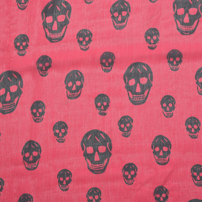 Alexander McQueen Silk Chiffon Skull Scarf Pink Black 5 of 12