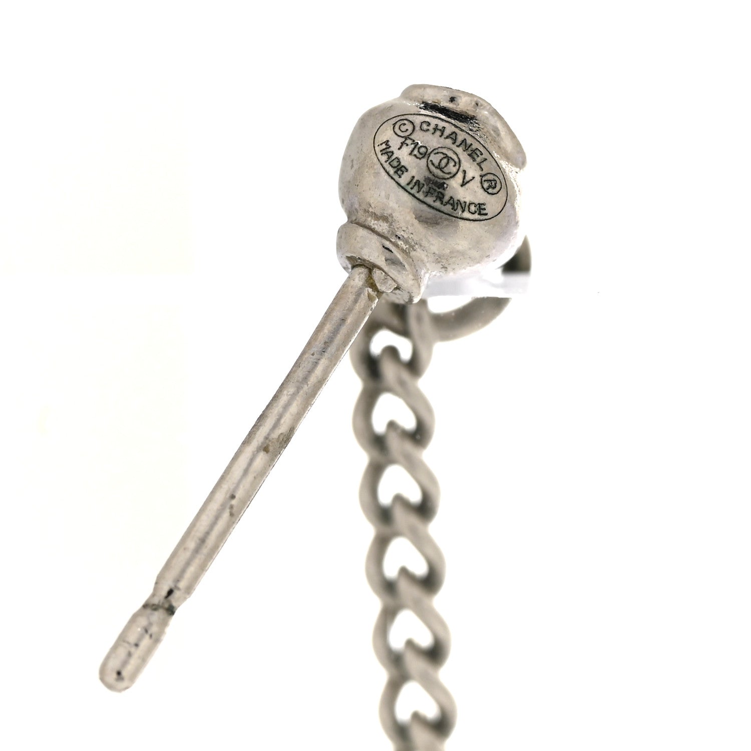 Chanel Baguette Crystal CC Drop Earrings Silver 4 of 4