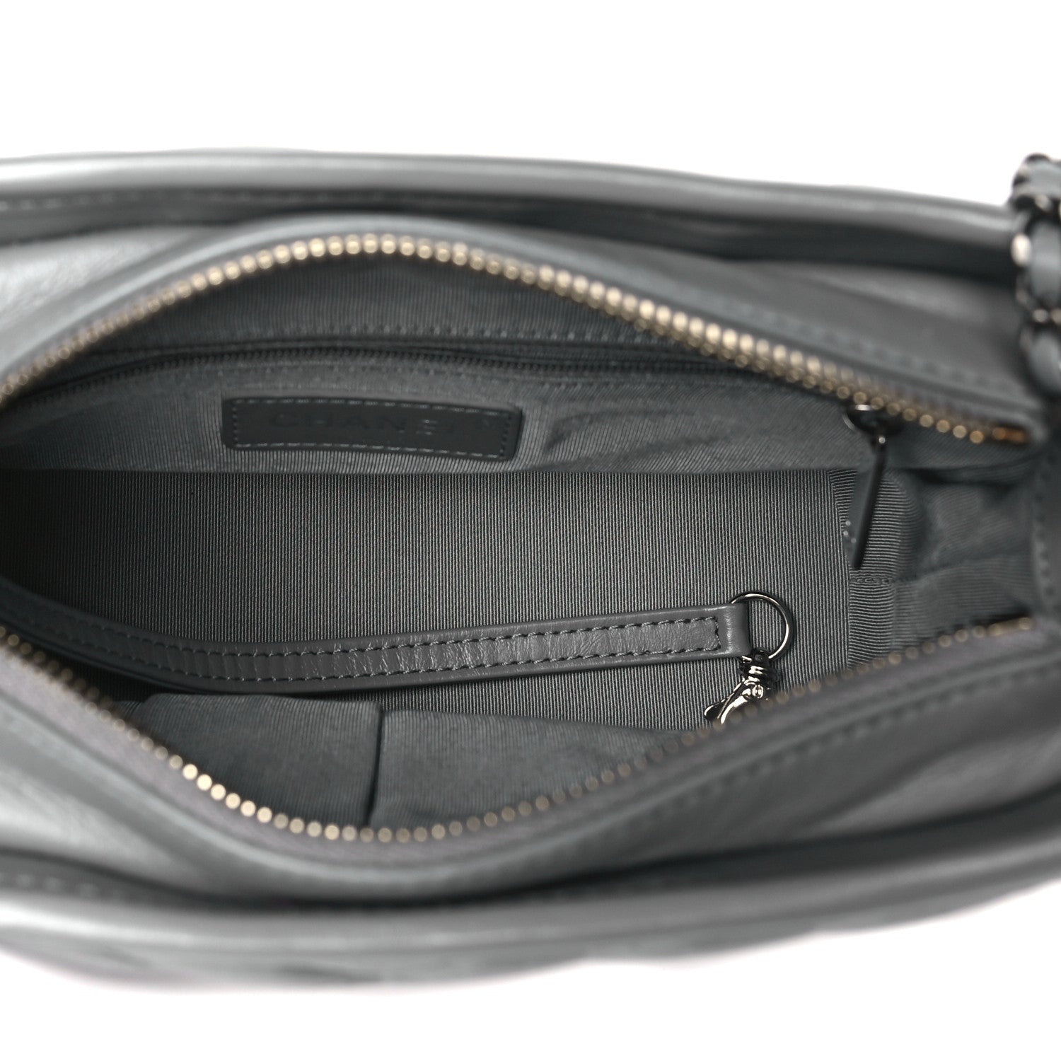 Chanel Aged Calfskin Chevron Quilted Small Gabrielle Hobo Grey 5 of 10