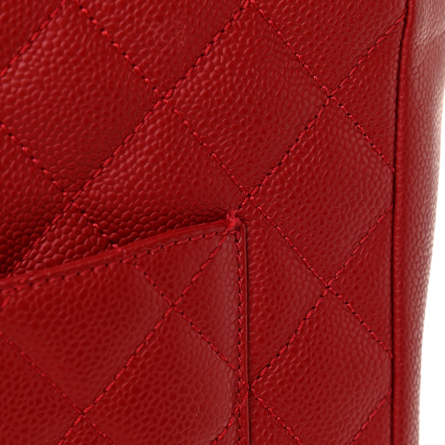 Caviar Quilted Petit Shopping Tote PST Red