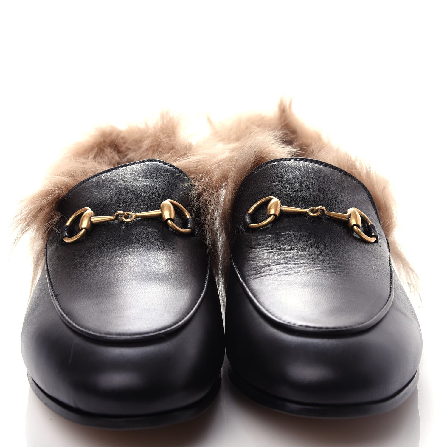 Gucci Malaga Kid Fur Womens Jordaan Loafers 38.5 Black Natural 5 of 10