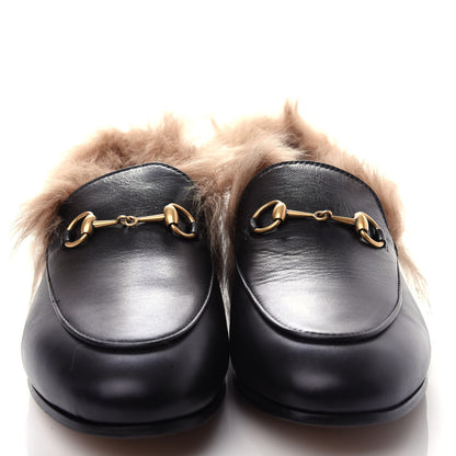 Gucci Malaga Kid Fur Womens Jordaan Loafers 38.5 Black Natural 5 of 10