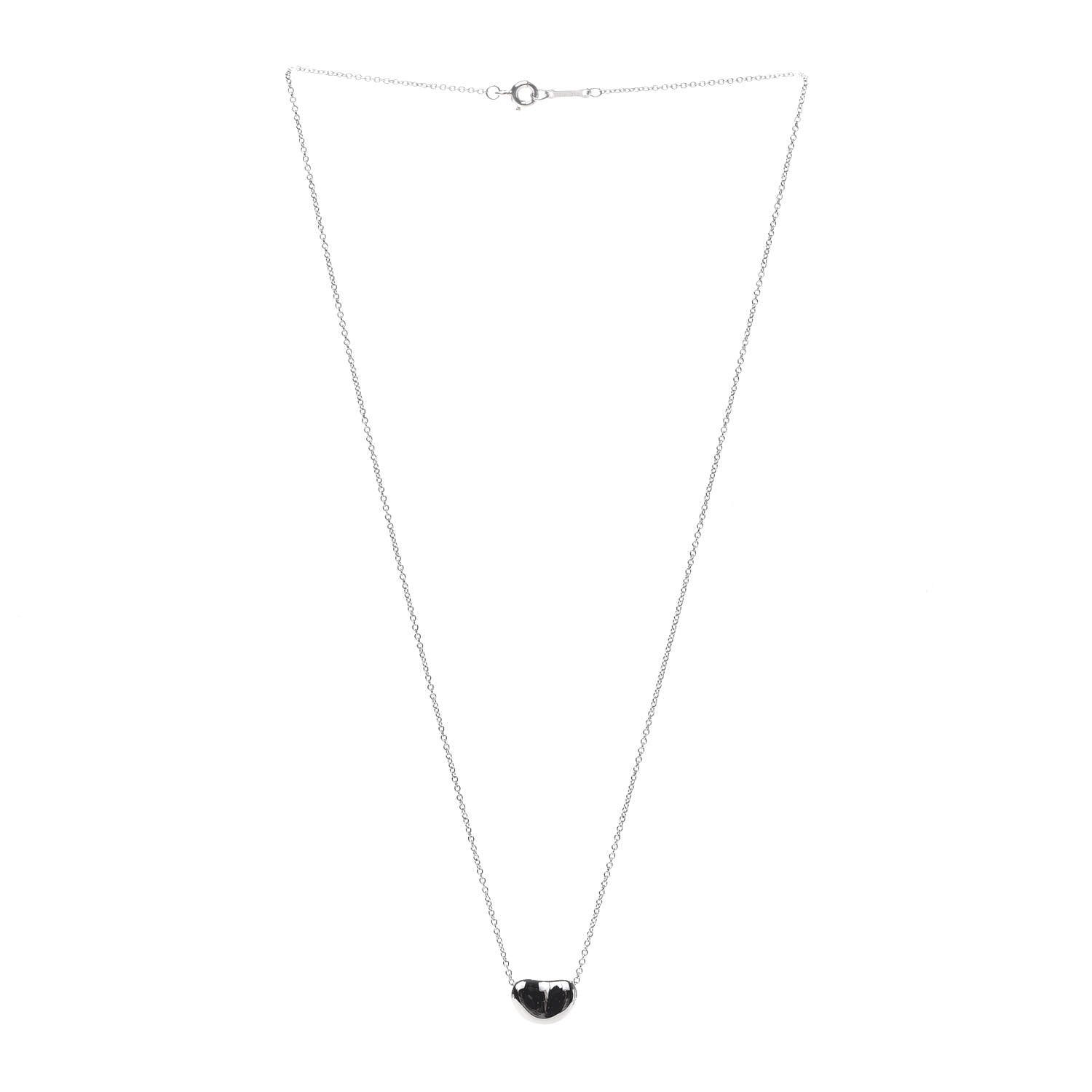 Tiffany Platinum 11mm Elsa Peretti Bean Pendant Necklace 3 of 6