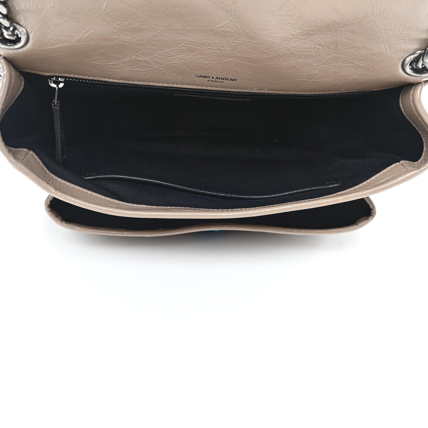 Saint Laurent Crinkled Calfskin Matelasse Monogram Medium Niki Chain Satchel Taupe 4 of 4