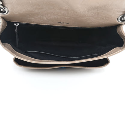 Saint Laurent Crinkled Calfskin Matelasse Monogram Medium Niki Chain Satchel Taupe 4 of 4