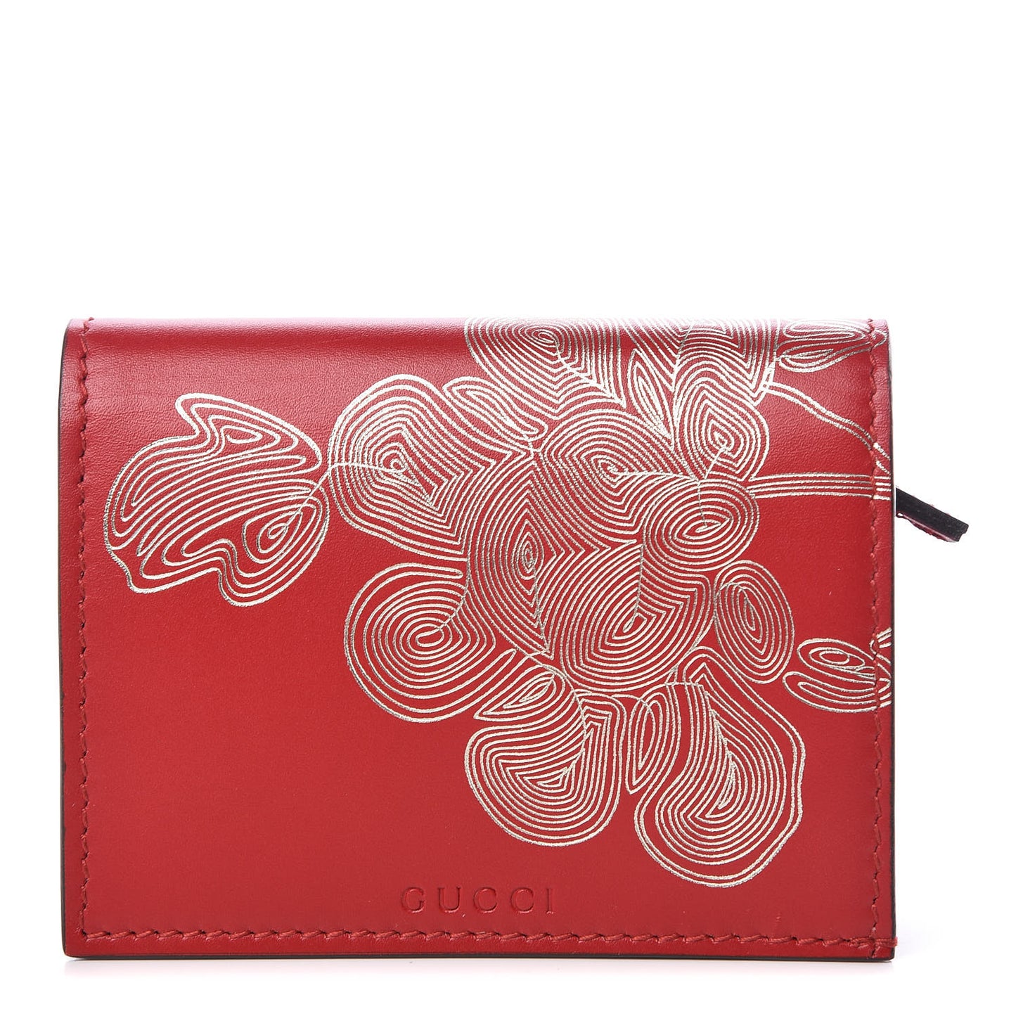 Calfskin Chinese New Year Card Case Wallet Red