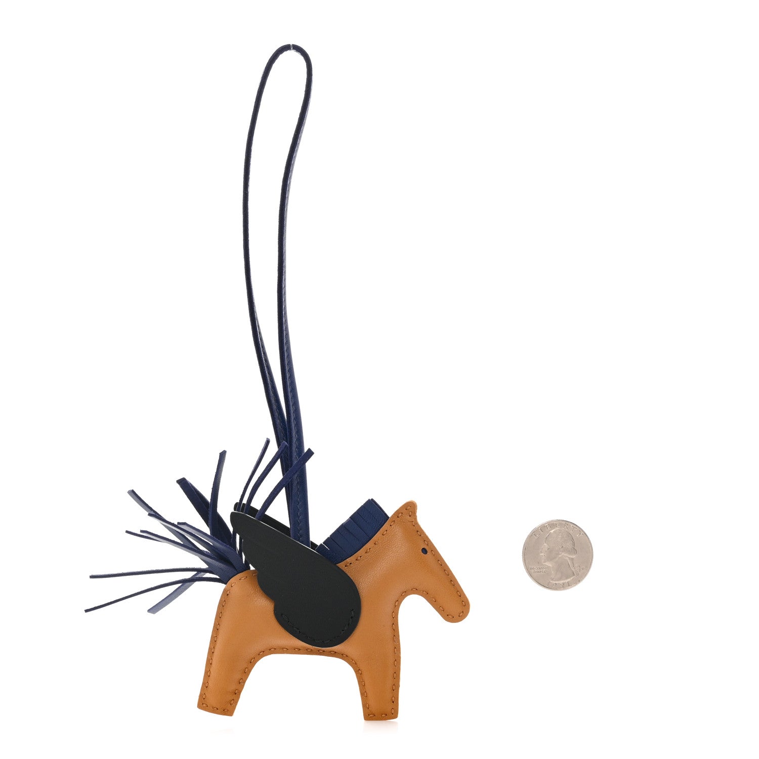 Hermes Milo Lambskin Grigri Rodeo Pegase Horse Bag Charm PM Sesame Black Bleu Saphir 2 of 5
