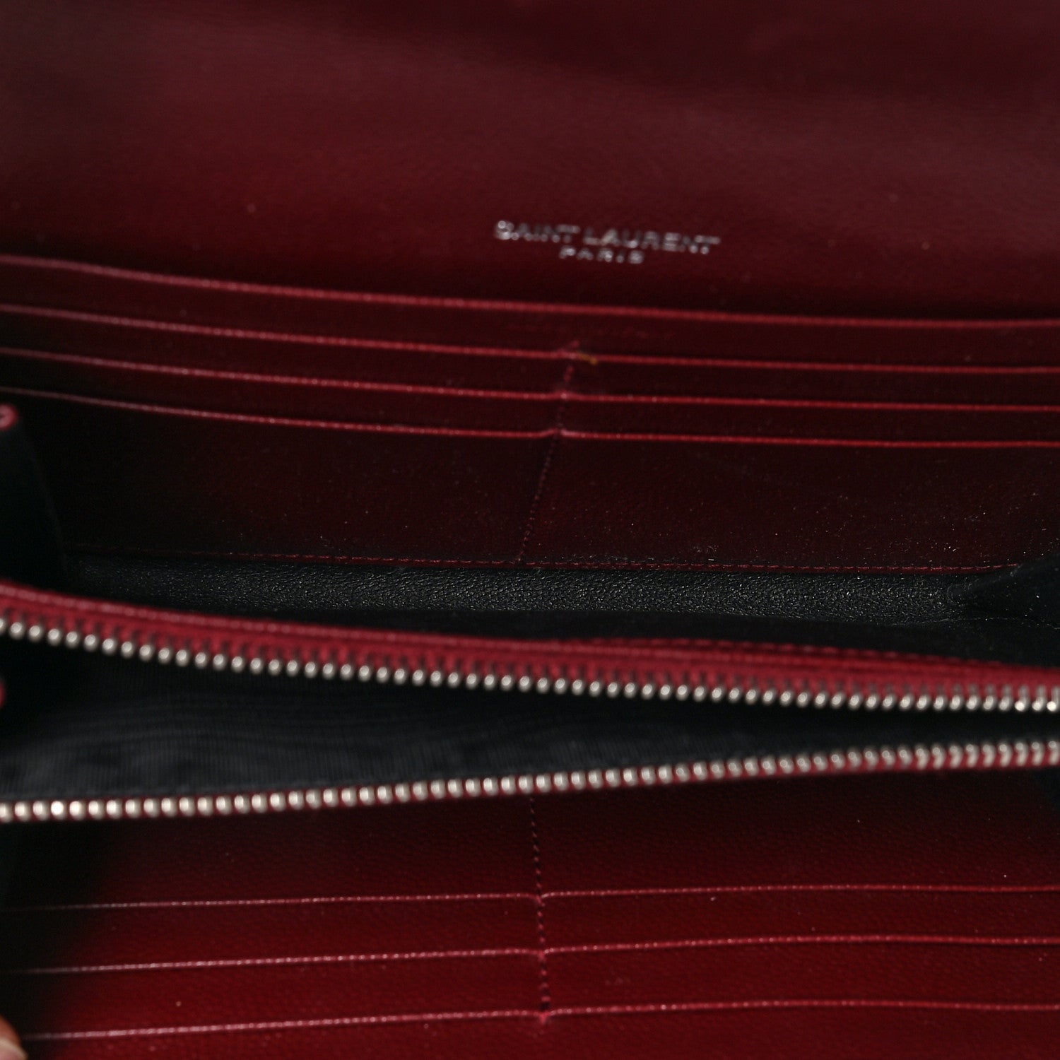 Saint Laurent Grain De Poudre Matelasse Chevron Monogram Flap Wallet Palissandre 5 of 7