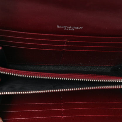 Saint Laurent Grain De Poudre Matelasse Chevron Monogram Flap Wallet Palissandre 5 of 7