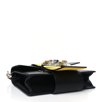 Prada City Calf Crystal Embellished Ribbon Bag Black 4 of 9
