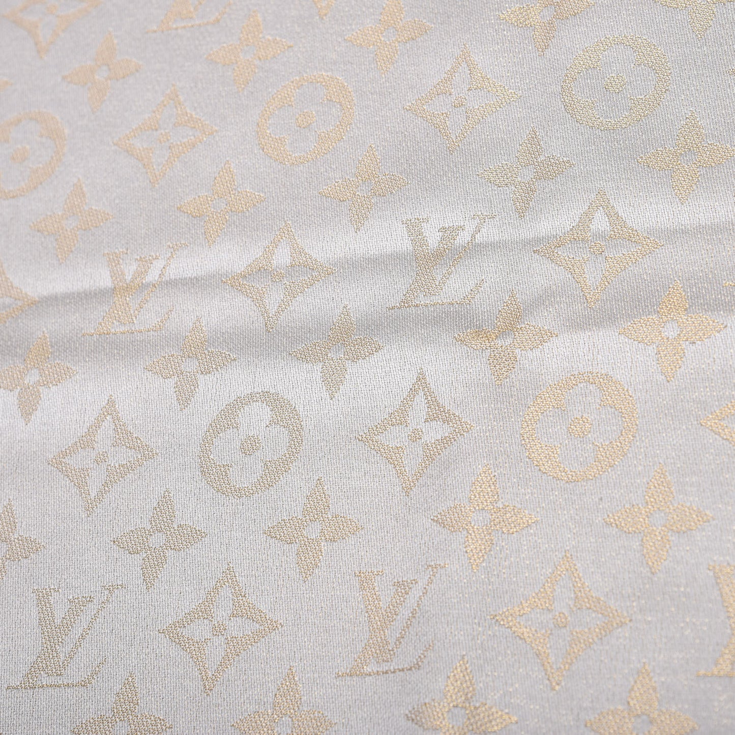 Silk Lurex Wool Monogram Shine Shawl Greige