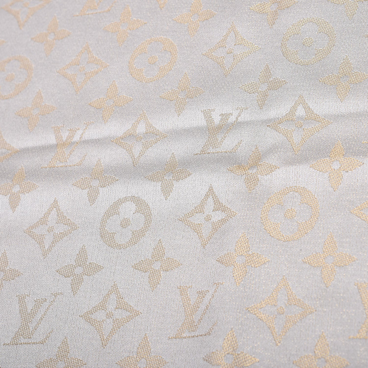 Louis Vuitton Silk Lurex Wool Monogram Shine Shawl Greige 3 of 4