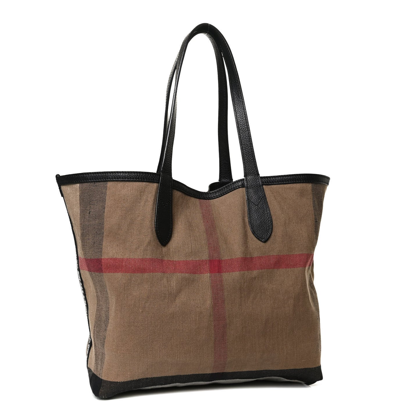 Coated Canvas Mega Check Medium Reversible Doodle Tote Black Brown