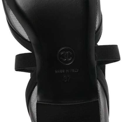 Chanel Mesh Grosgrain Mary Janes Flats 37 Black 7 of 10