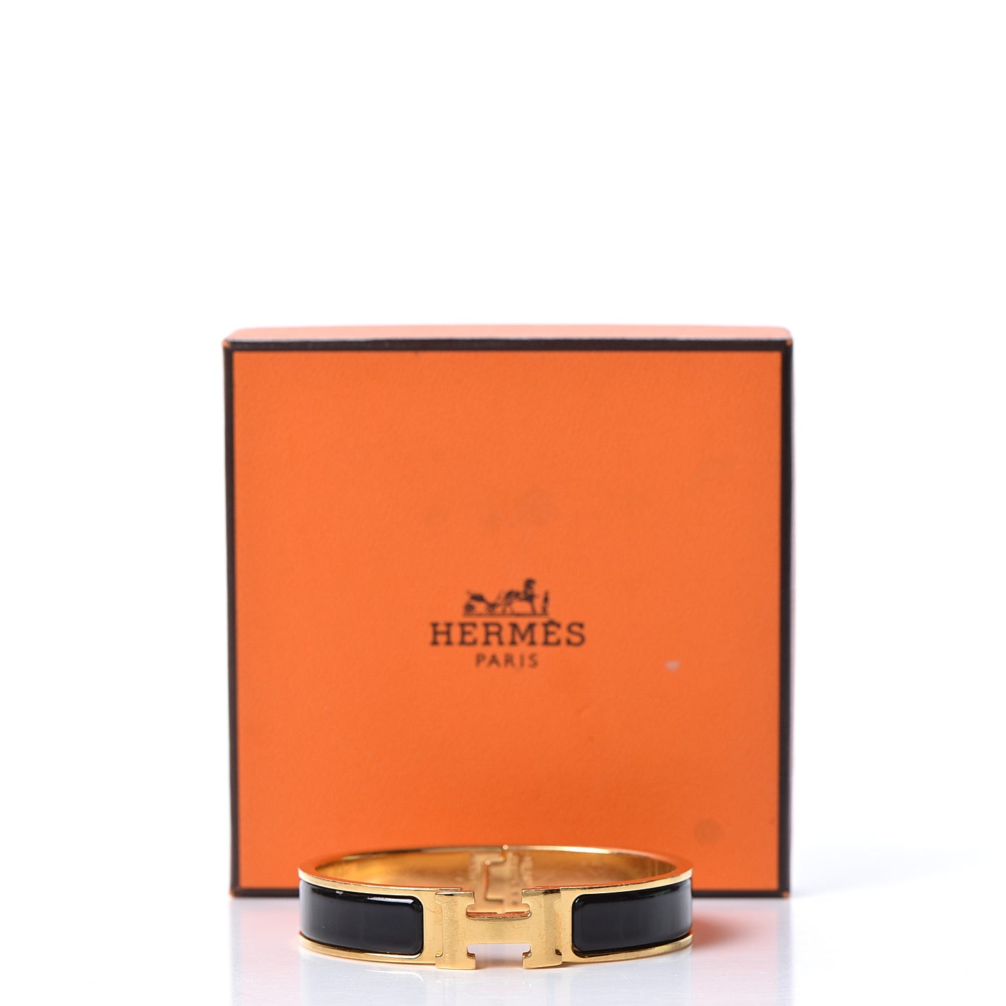 Enamel Narrow Clic Clac H Bracelet PM Black