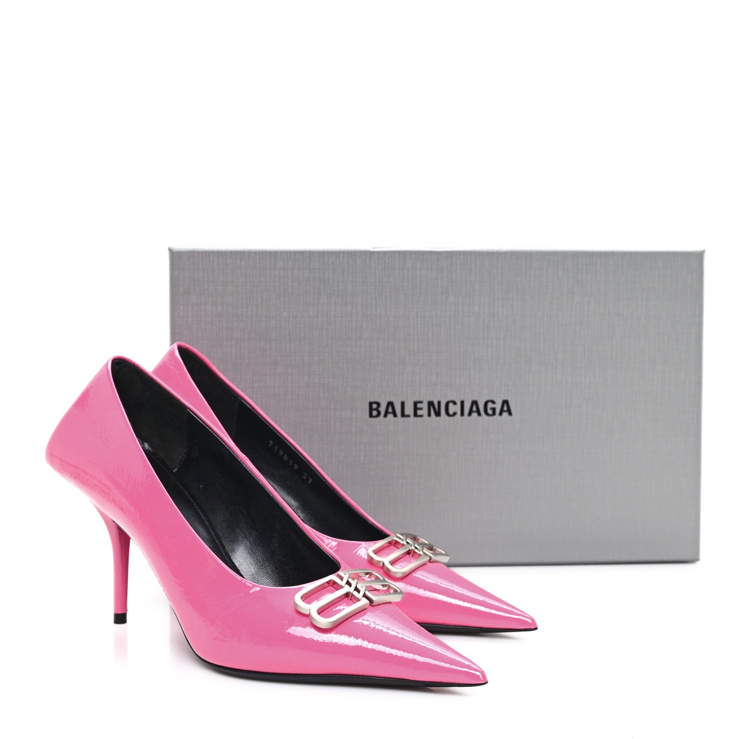 Balenciaga Shiny Calfskin BB Square Knife 80mm Pumps 37 Sweet Pink 10 of 10