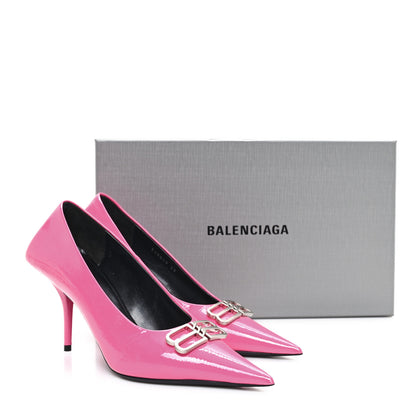 Balenciaga Shiny Calfskin BB Square Knife 80mm Pumps 37 Sweet Pink 10 of 10