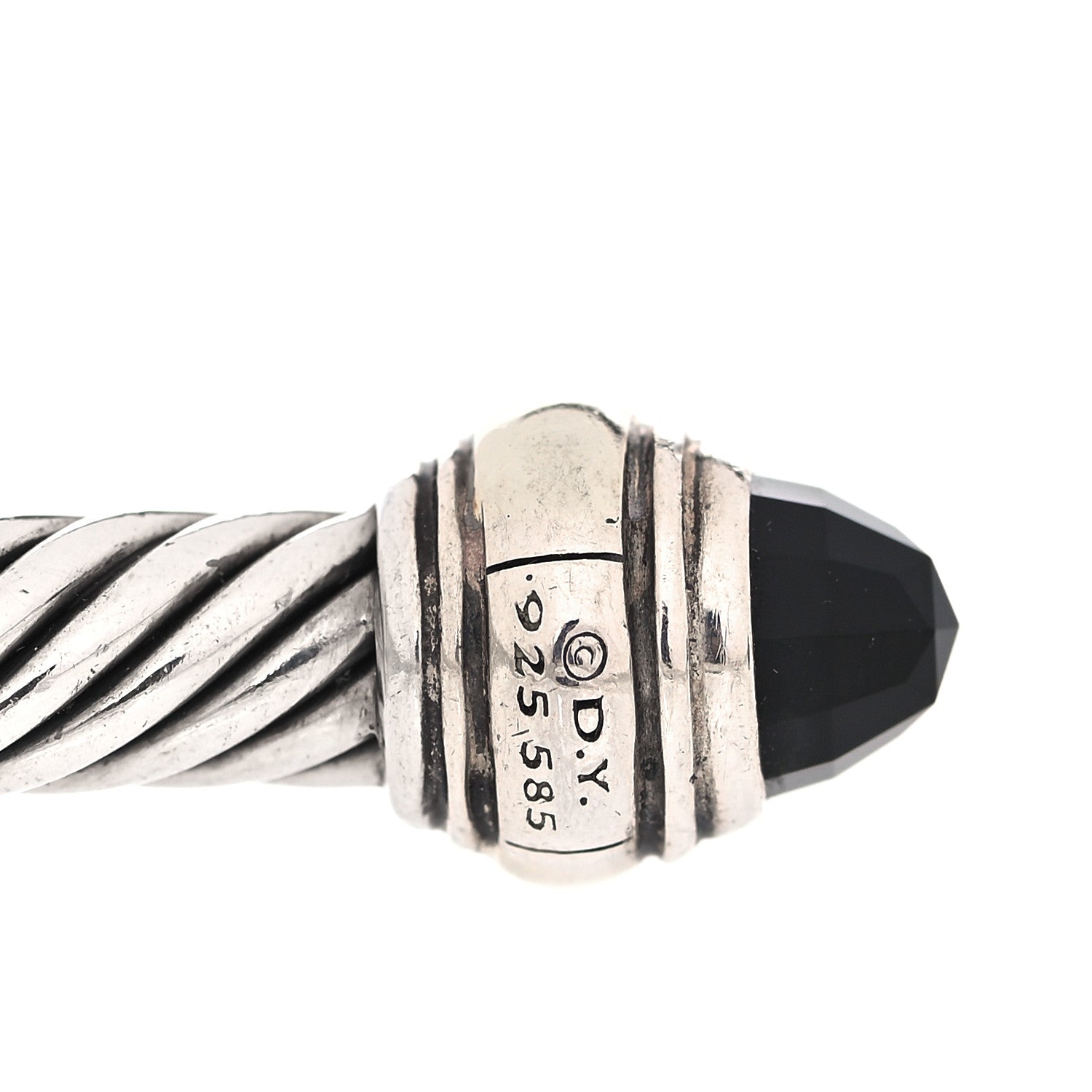 David Yurman Sterling Silver 14K Yellow Gold Black Onyx 5mm Cable Classics Bracelet 7 of 10