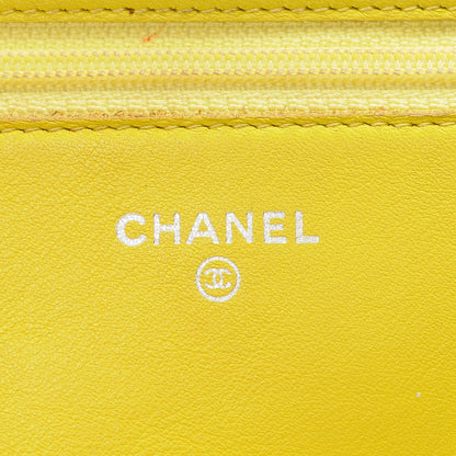 Chanel Patent Quilted Wallet On Chain WOC Yellow 6 of 8