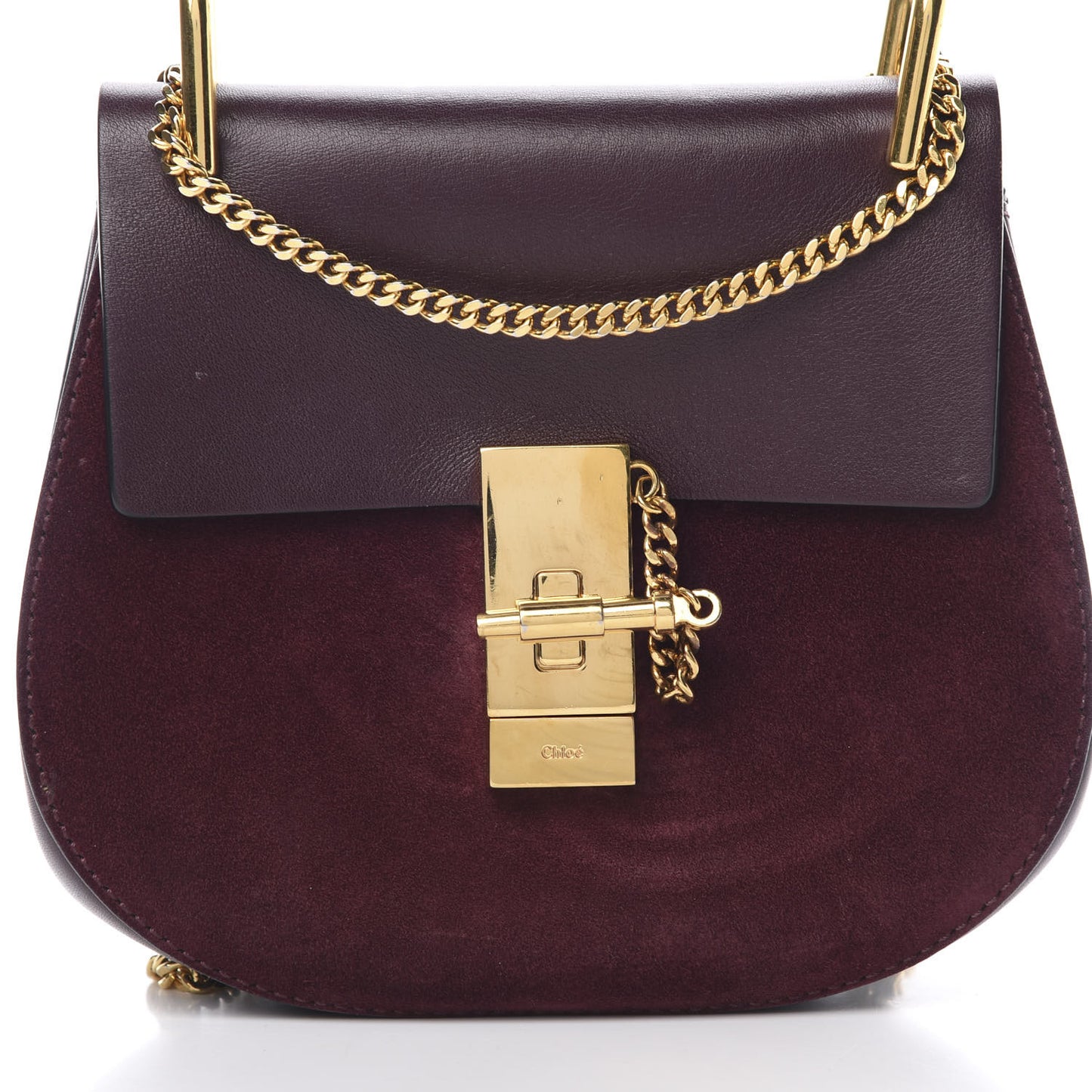 Suede Smooth Calfskin Mini Drew Shoulder Bag Dark Purple