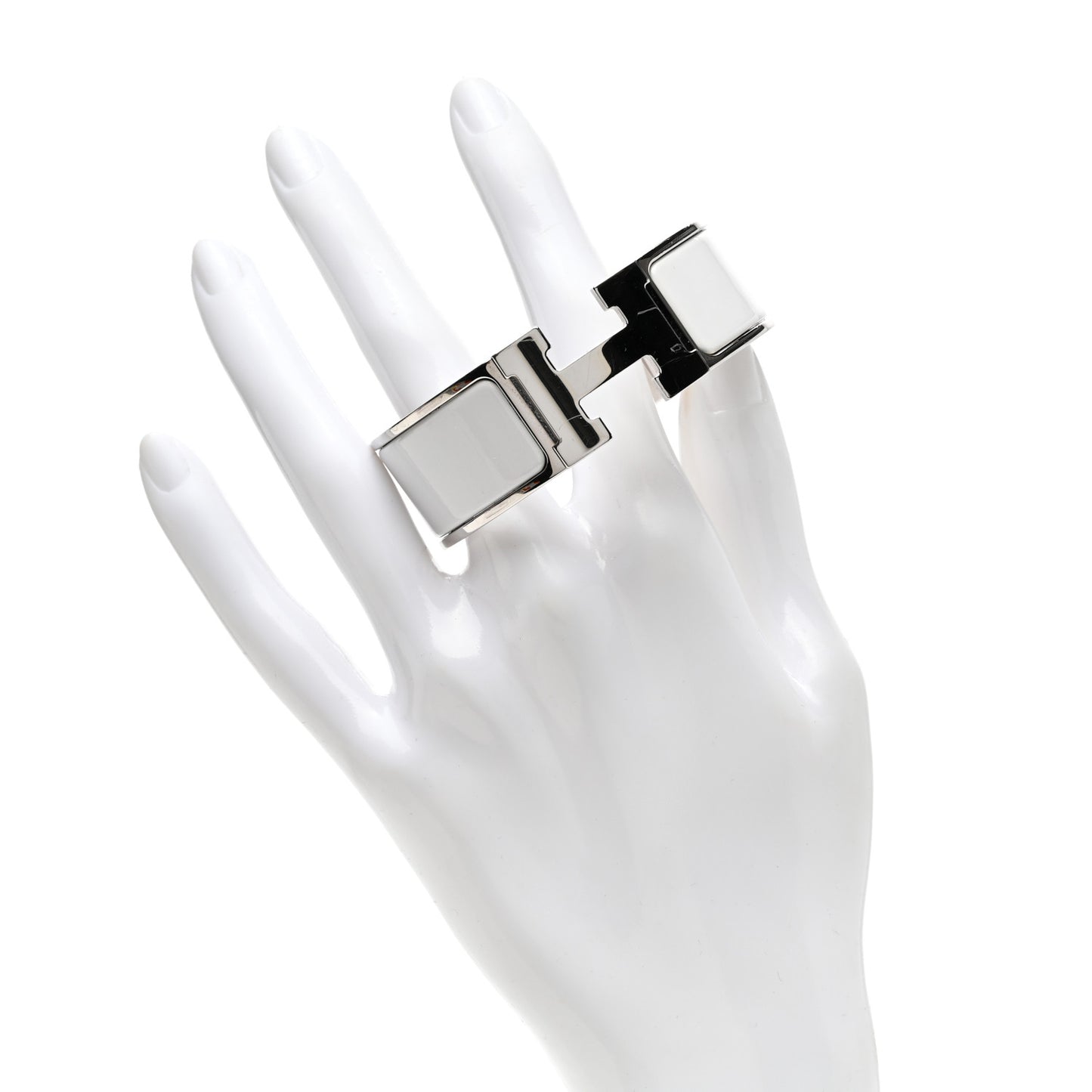 Enamel Wide Clic Clac H Bracelet PM White