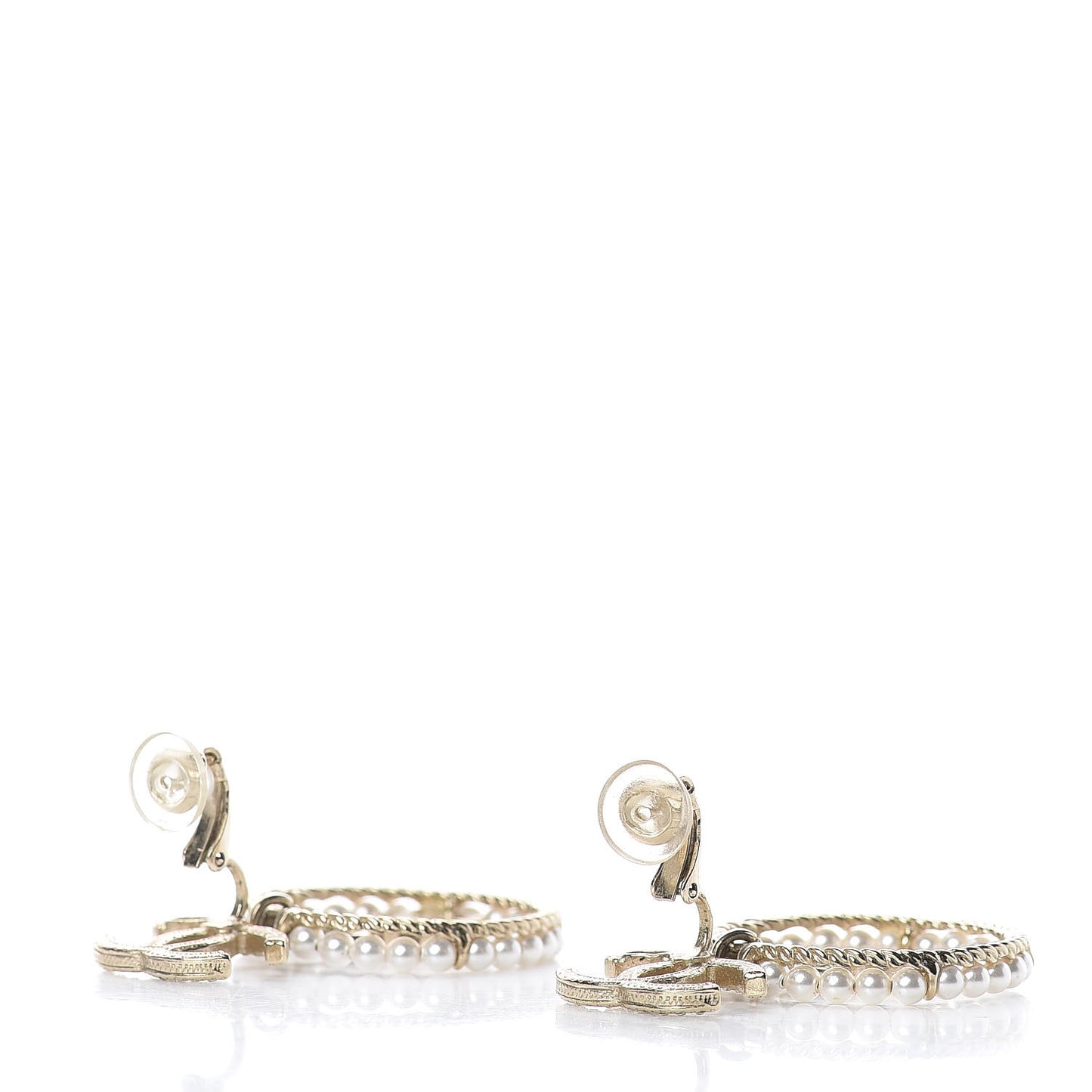Crystal Pearl Charms CC Drop Earrings Gold