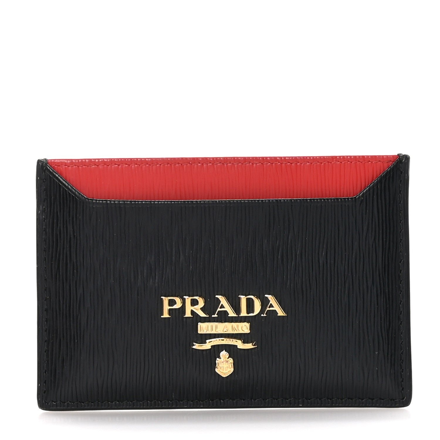 Prada Vitello Move Metal Card Case Black Lacca 1 of 10