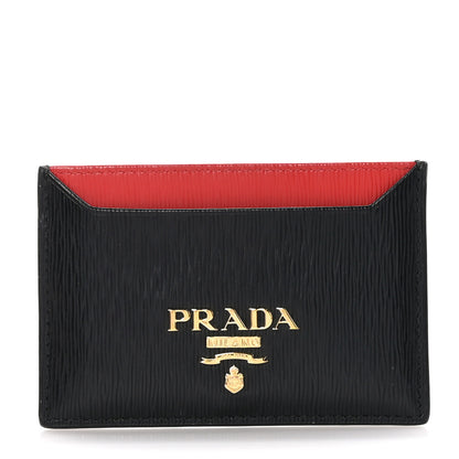 Prada Vitello Move Metal Card Case Black Lacca 1 of 10