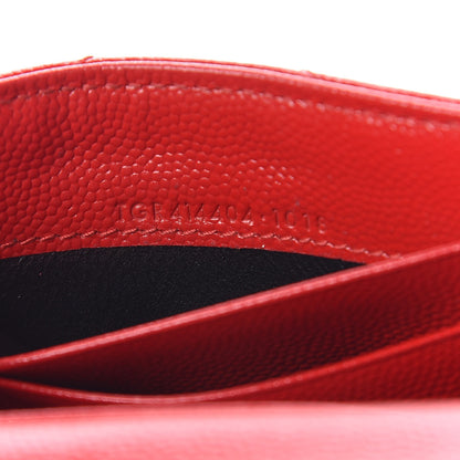 Saint Laurent Grain De Poudre Matelasse Chevron Small Monogram Envelope Wallet New Red 10 of 10