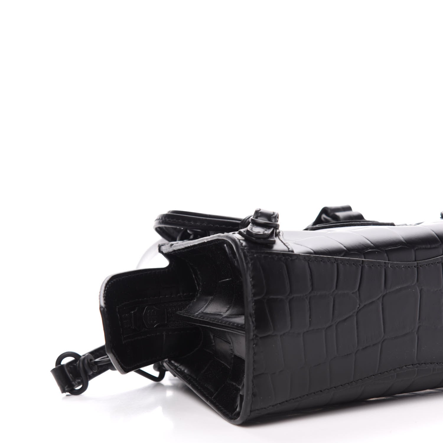 Balenciaga Semi Shiny Calfskin Crocodile Embossed Neo Classic Black Hardware Nano City Crossbody Black 7 of 9