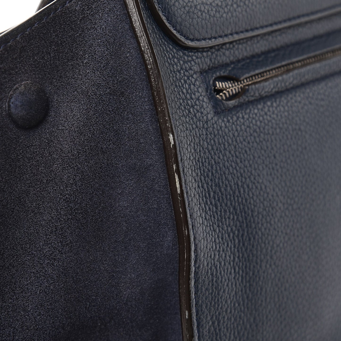 Drummed Calfskin Suede Medium Trapeze Navy