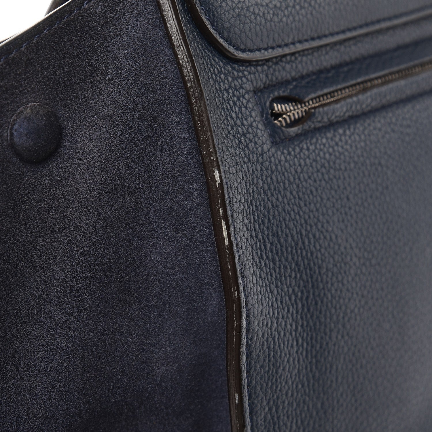 Celine Drummed Calfskin Suede Medium Trapeze Navy 14 of 15