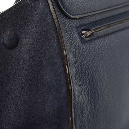 Celine Drummed Calfskin Suede Medium Trapeze Navy 14 of 15