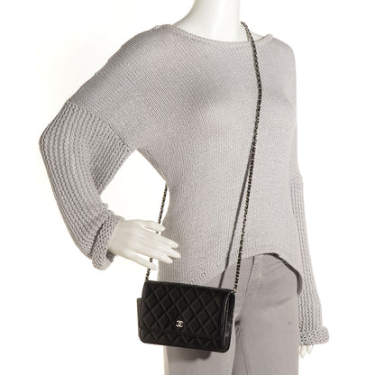 Chanel Lambskin Quilted Wallet On Chain WOC Black 2 of 9