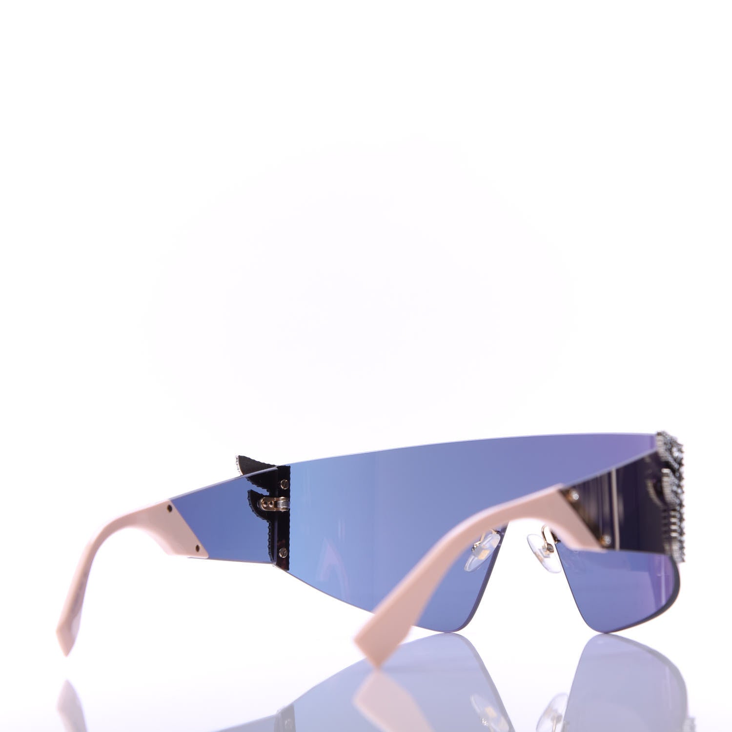 Fendi Mirrored Crystal Embellished FFreedom Shield Sunglasses FF 0382/S Pink 4 of 8