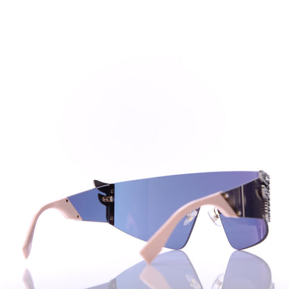Fendi Mirrored Crystal Embellished FFreedom Shield Sunglasses FF 0382/S Pink 4 of 8