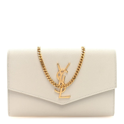Saint Laurent Grain De Poudre Monogram Uptown Chain Wallet Crema Soft 1 of 10